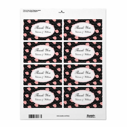 Gepersonaliseerde Roze Rose Labels (Full Sheet)