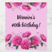 Gepersonaliseerde Roze Rose Viering Wijn Etiket (Enkel label)