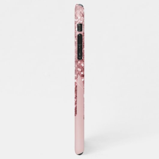 Gepersonaliseerde Roze Roségoud Druppelende Glitte iPhone Hoesje (Linkerkant)