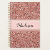 Gepersonaliseerde roze roze goudglitter monogram planner (Voorkant)