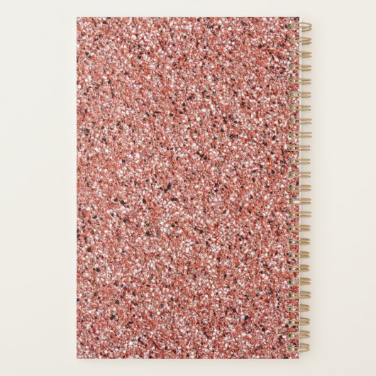 Gepersonaliseerde roze roze goudglitter monogram planner (Achterkant)