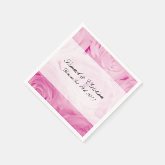 Gepersonaliseerde roze roze roze bloemen bruiloft  servet (Hoek)