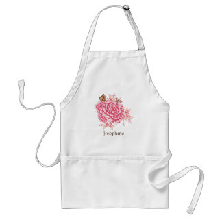 Gepersonaliseerde  Roze Roze Vlinder Bloemen Standaard Schort