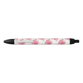 Gepersonaliseerde Roze Roze Vlinder Bloemen Zwarte Inkt Pen