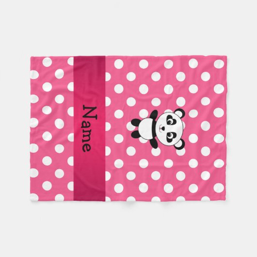 Gepersonaliseerde roze roze witte poka dots fleece deken (Voorkant (Horizontaal))