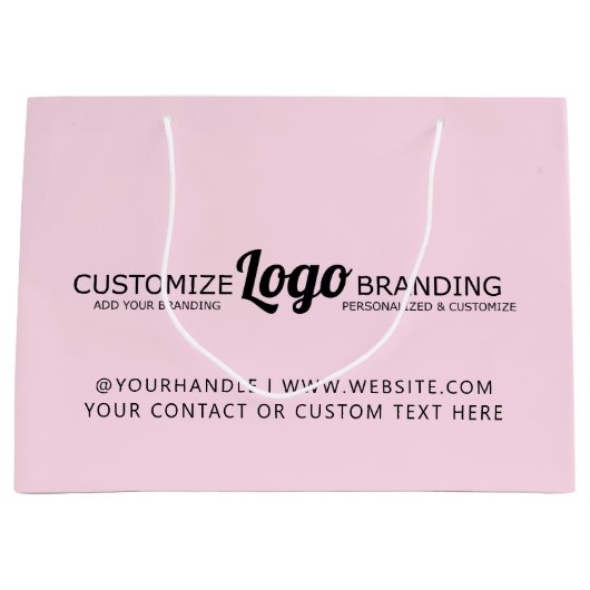 Gepersonaliseerde Roze Roze Zakelijk Logo Bedrijfs Groot Cadeauzakje (Voorkant)