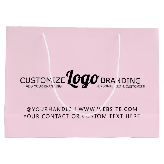Gepersonaliseerde Roze Roze Zakelijk Logo Bedrijfs Groot Cadeauzakje (Achterkant)