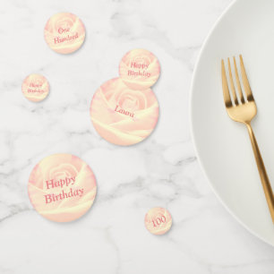 Gepersonaliseerde roze rozen 100e verjaardag confetti