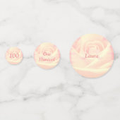 Gepersonaliseerde roze rozen 100e verjaardag confetti (Voorkanten)