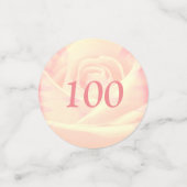 Gepersonaliseerde roze rozen 100e verjaardag confetti (Kleine voorkant)