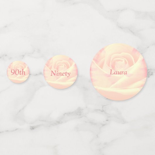 Gepersonaliseerde Roze Rozen 90ste verjaardag Confetti (Voorkanten)