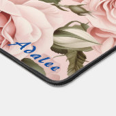 Gepersonaliseerde Roze Rozen Bloemen Desk Mat (Hoek)