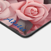 Gepersonaliseerde Roze Rozen Bloemen Desk Mat (Hoek)