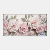 Gepersonaliseerde Roze Rozen Bloemen Desk Mat (Voorkant)