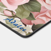 Gepersonaliseerde Roze Rozen Bloemen Desk Mat (Hoek)