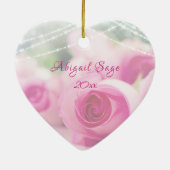 Gepersonaliseerde roze rozen en lichte zestien keramisch ornament (Achterkant)