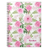 Gepersonaliseerde roze rozen notitieboek (Voorkant)