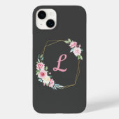 Gepersonaliseerde roze rozen op grijs Case-Mate iPhone case (Achterkant)