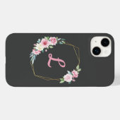 Gepersonaliseerde roze rozen op grijs Case-Mate iPhone case (Achterkant (horizontaal))
