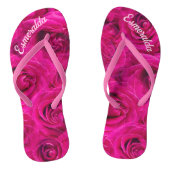 GEPERSONALISEERDE ROZE ROZEN PATROON JANDALS TEENSLIPPERS (Voetbed)