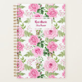 Gepersonaliseerde roze rozen planner (Voorkant)