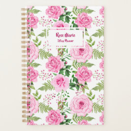 Gepersonaliseerde roze rozen planner