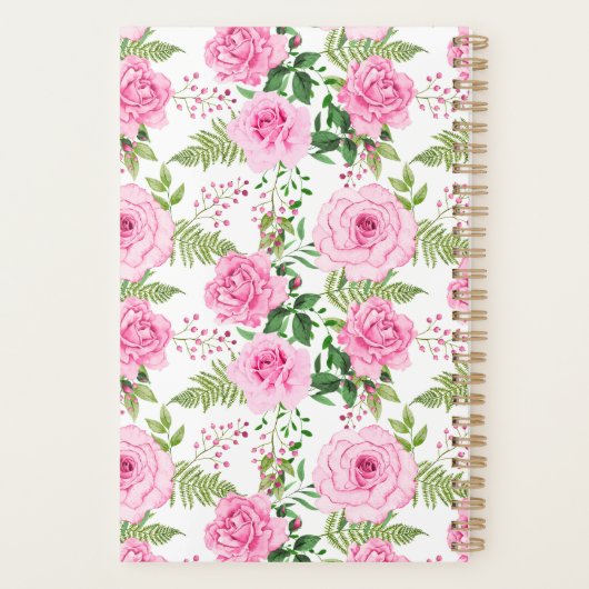 Gepersonaliseerde roze rozen planner (Achterkant)