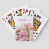 Gepersonaliseerde Roze Rozen Pokerkaarten (Achterkant)