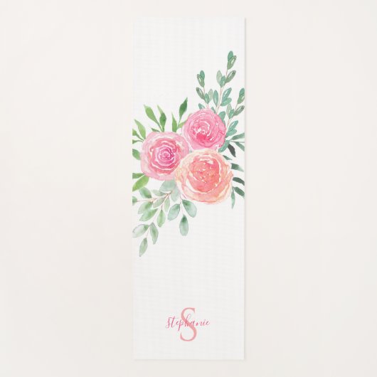 Gepersonaliseerde roze rozen yogamat (Voorkant)