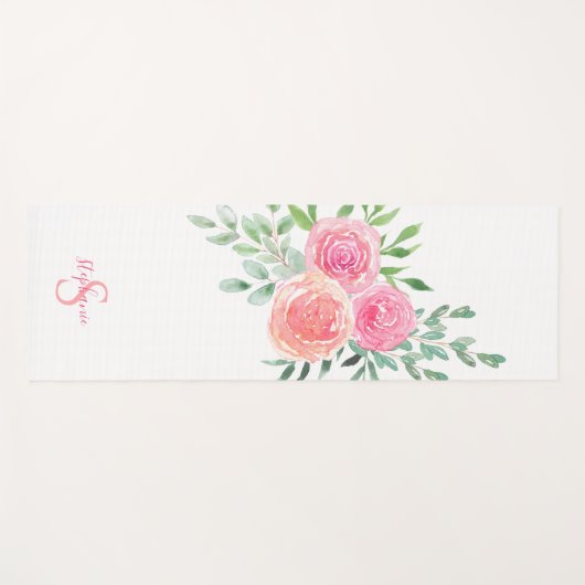 Gepersonaliseerde roze rozen yogamat (Voorkant (horizontaal))