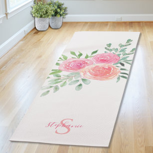Gepersonaliseerde roze rozen yogamat