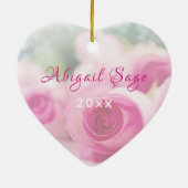 Gepersonaliseerde roze rozen zoet zestien kerst keramisch ornament (Achterkant)