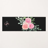 Gepersonaliseerde Roze Rozen Zwart Yogamat (Voorkant (horizontaal))