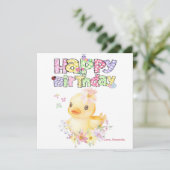 Gepersonaliseerde Roze Rubber Eend Eerste Verjaard Kaart (Staand voorkant)