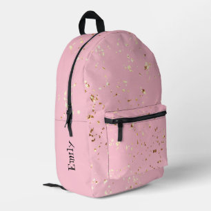 Gepersonaliseerde roze rugzak met gouden Confetti