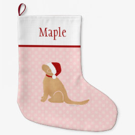 Gepersonaliseerde Roze Santa Hond Kerstmis Kous Grote Kerstsok