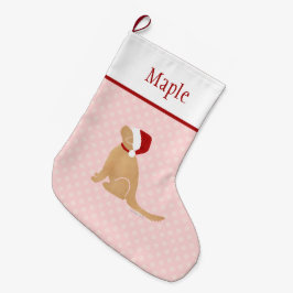 Gepersonaliseerde Roze Santa Hond Kerstmis Kous Grote Kerstsok