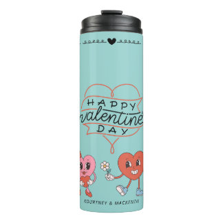 Gepersonaliseerde  roze schattig hart Valentijnsda Thermosbeker