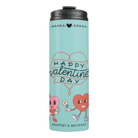 Gepersonaliseerde roze schattig hart Valentijnsda Thermosbeker (Voorkant)