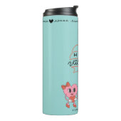 Gepersonaliseerde roze schattig hart Valentijnsda Thermosbeker (Gedraaid links)