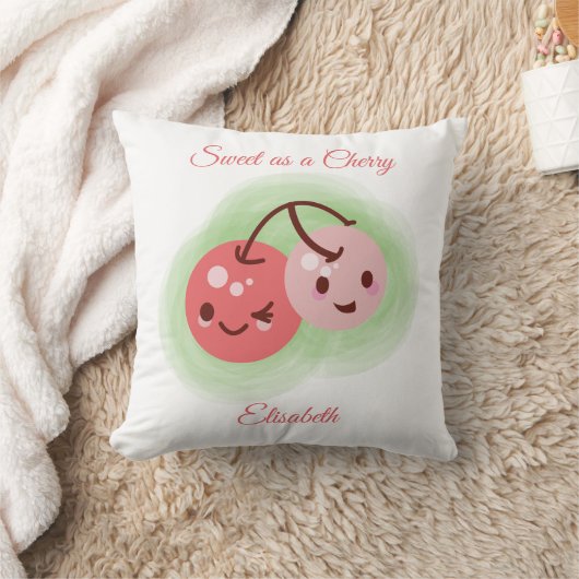 Gepersonaliseerde roze Schattige paar kersen Kussen (Deken)