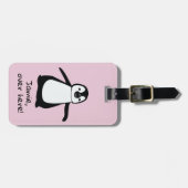 Gepersonaliseerde Roze Schattige Penguin grappig g Bagagelabel (Voorkant horizontaal)