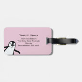 Gepersonaliseerde Roze Schattige Penguin grappig g Bagagelabel (Achterkant horizontaal)