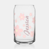 Gepersonaliseerde Roze Schattigee Daisy Drinkware  Blikvorm Glas (Voorkant)