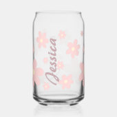 Gepersonaliseerde Roze Schattigee Daisy Drinkware  Blikvorm Glas (Achterkant)