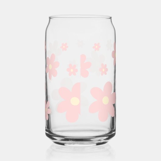 Gepersonaliseerde Roze Schattigee Daisy Drinkware  Blikvorm Glas (Rechts)