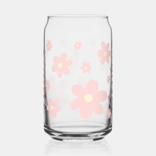 Gepersonaliseerde Roze Schattigee Daisy Drinkware  Blikvorm Glas (Links)