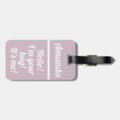 Gepersonaliseerde roze Schattigee Girly Funny Baga Bagagelabel (Achterkant horizontaal)