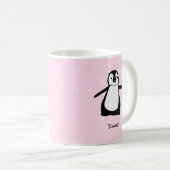 Gepersonaliseerde Roze Schattigee Pinguïn Winter s Koffiemok (Voorkant rechts)