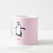 Gepersonaliseerde Roze Schattigee Pinguïn Winter s Koffiemok (Voorkant links)